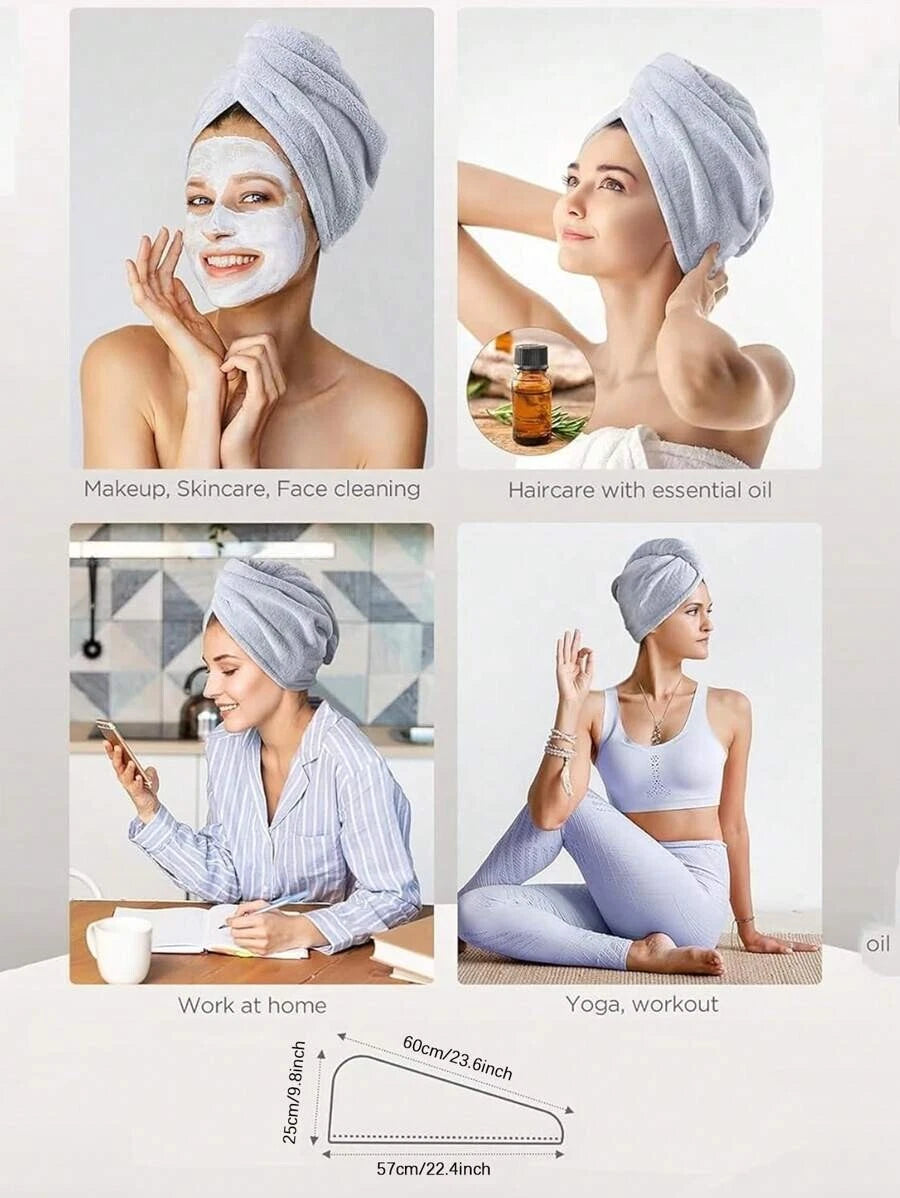 Hair Turban Towel | Microfibre Head Wrap | Quick Dry Drying Bath Shower Hat Cap
