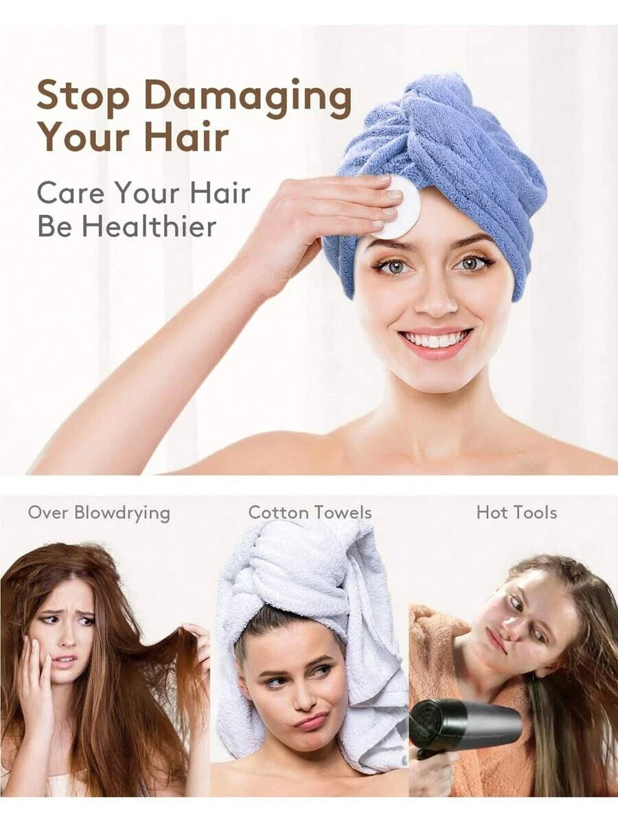 Hair Turban Towel | Microfibre Head Wrap | Quick Dry Drying Bath Shower Hat Cap