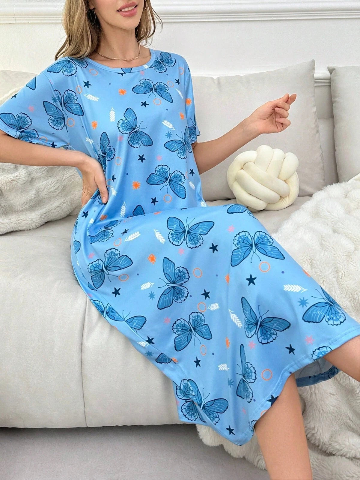 Ladies Short Sleeve Night Shirt Nightshirt Womens Nightdress Nightie PYJAMAs