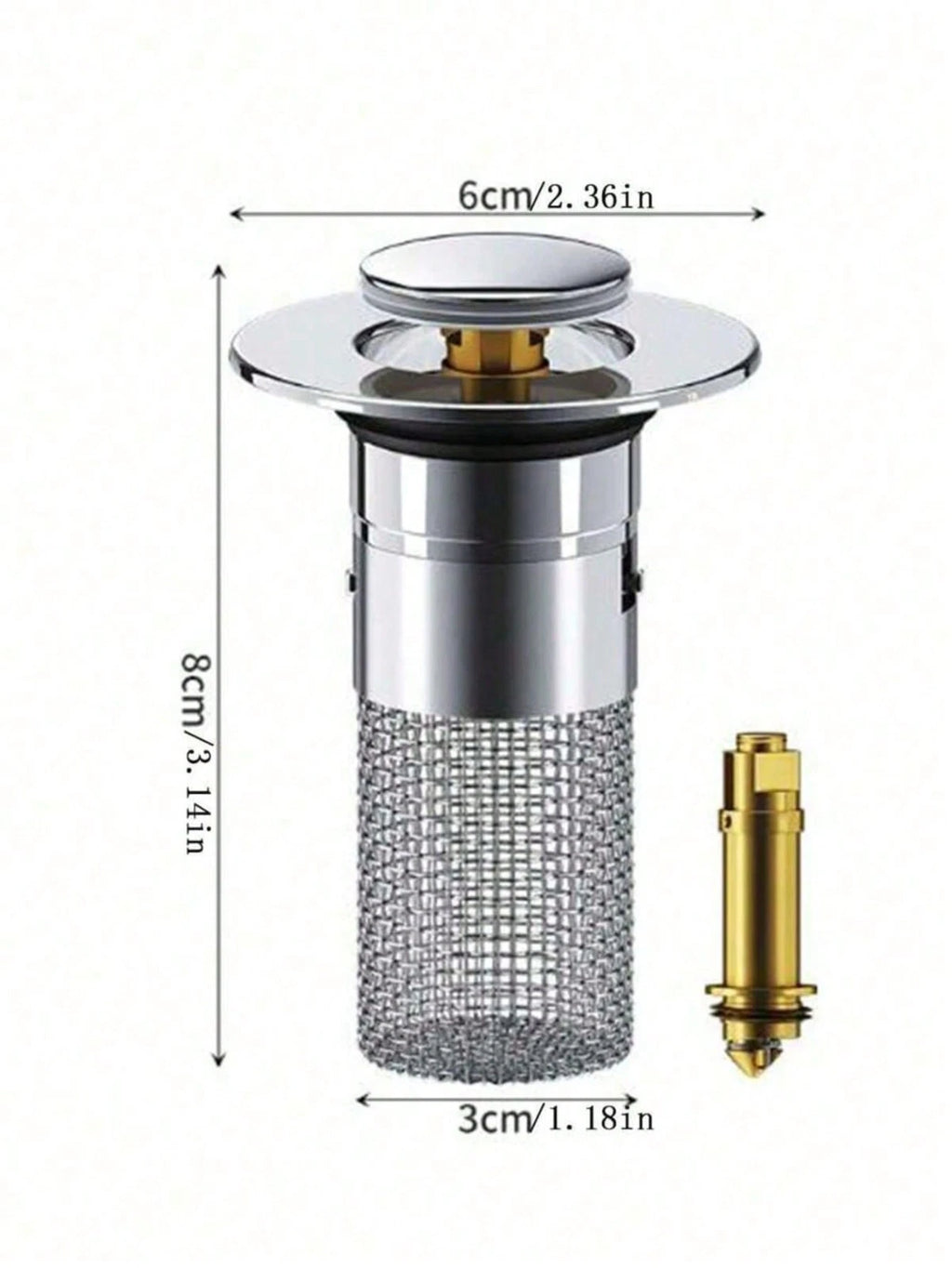 Bathroom Sink Plug Stopper Pop Up Sink Drain Strainer with Filter Basket