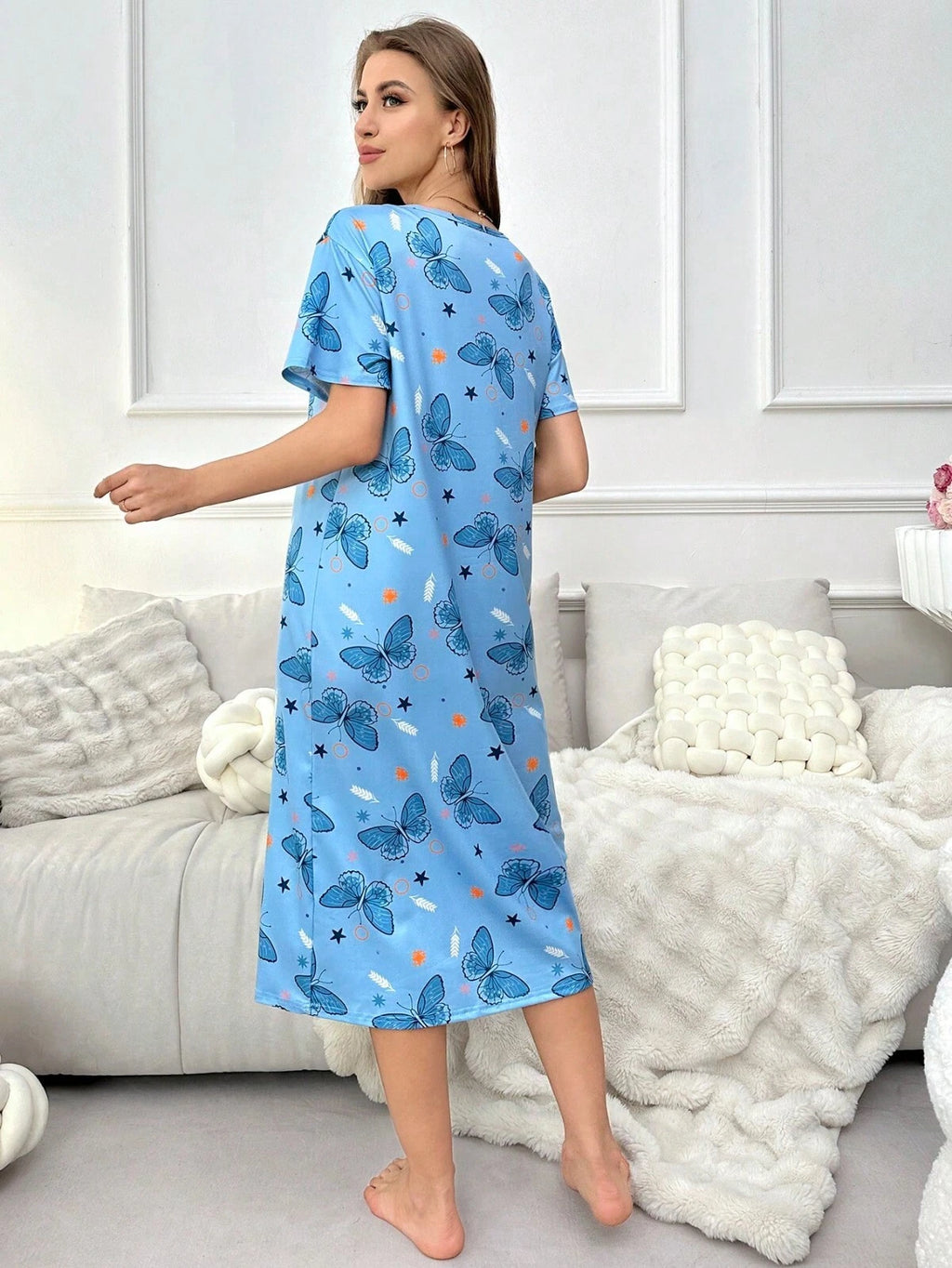 Ladies Short Sleeve Night Shirt Nightshirt Womens Nightdress Nightie PYJAMAs