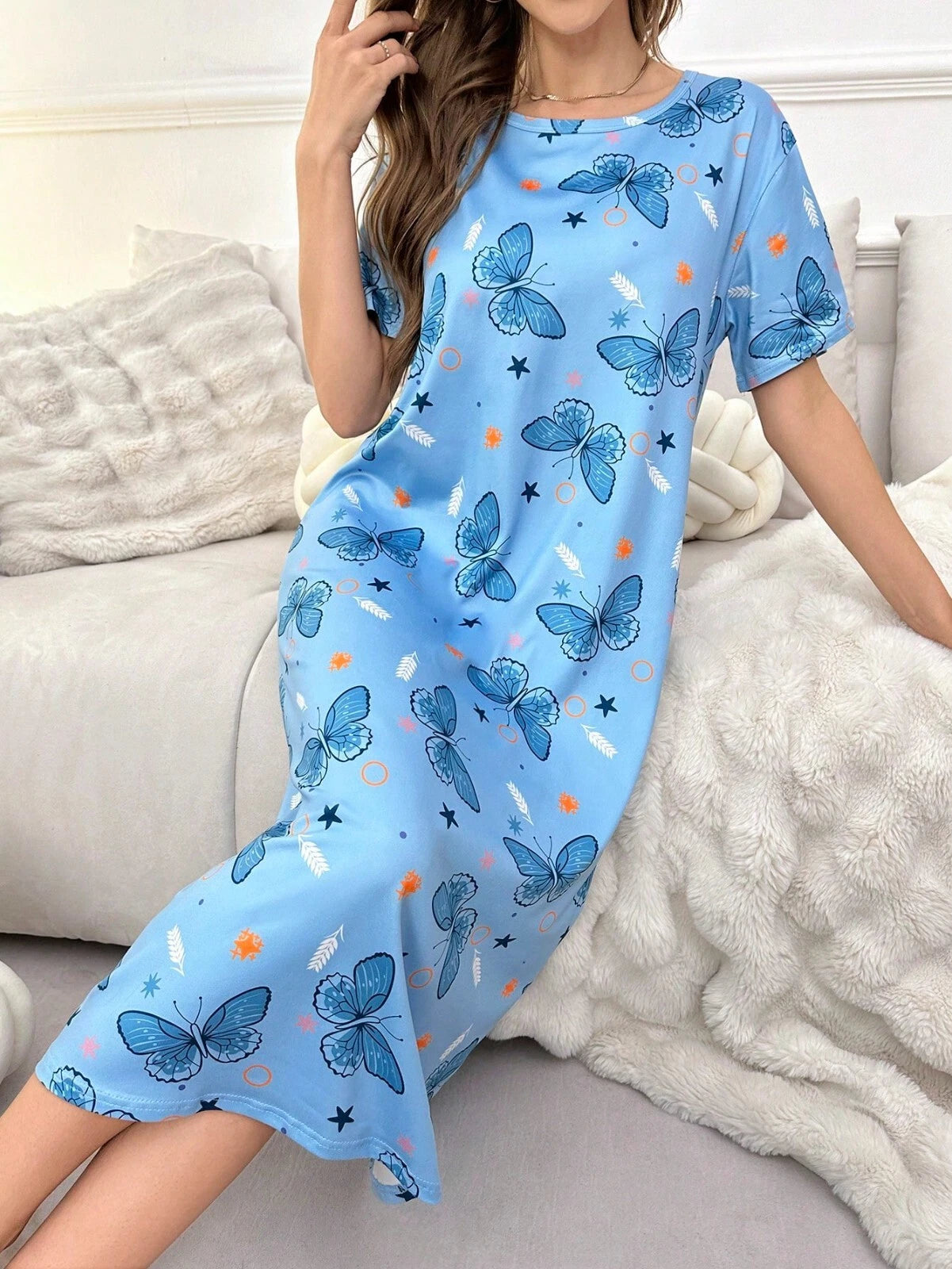 Ladies Short Sleeve Night Shirt Nightshirt Womens Nightdress Nightie PYJAMAs