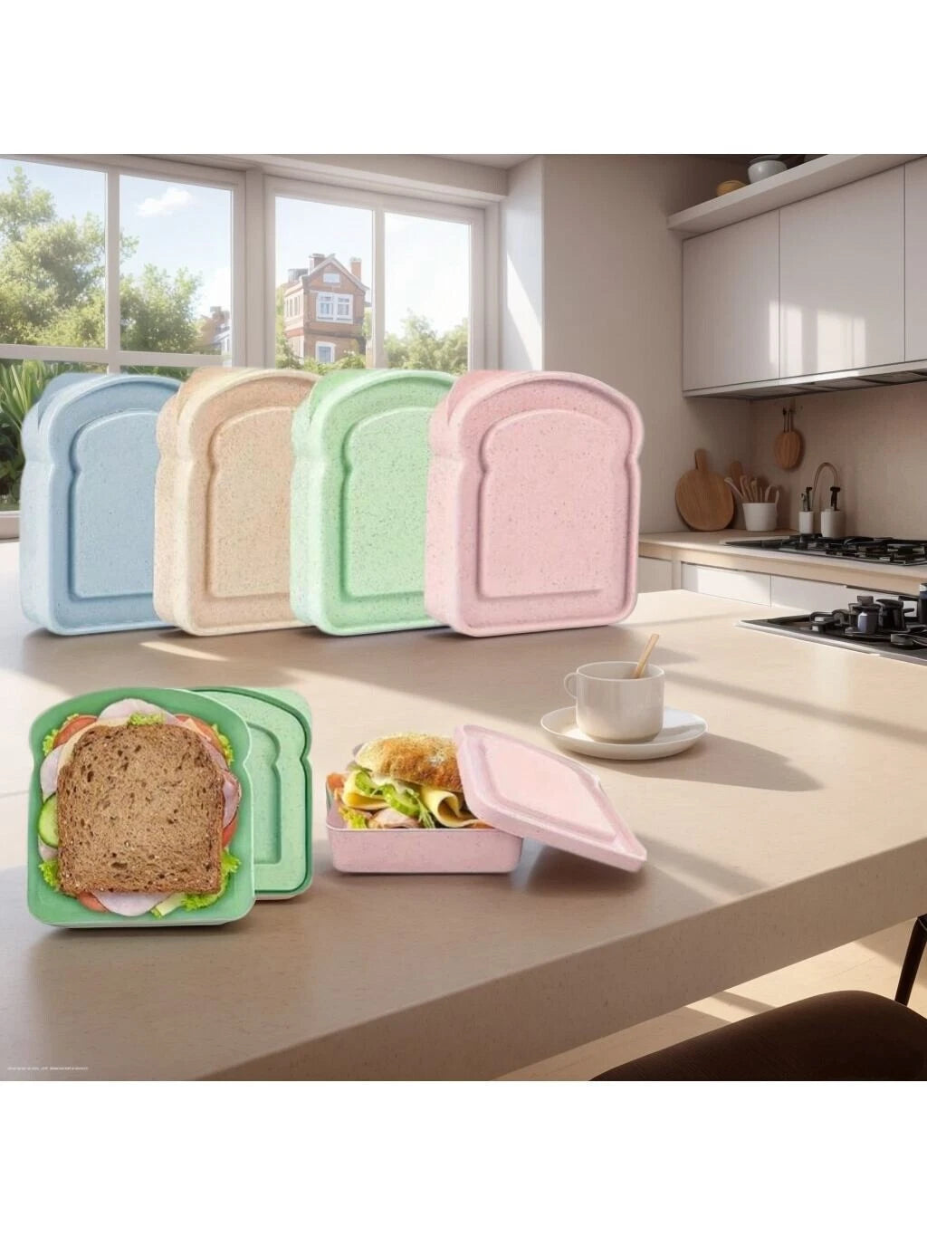 Sandwich Storage Box Bread Lunch Box Food Storage Case Kitchen Reusable Container